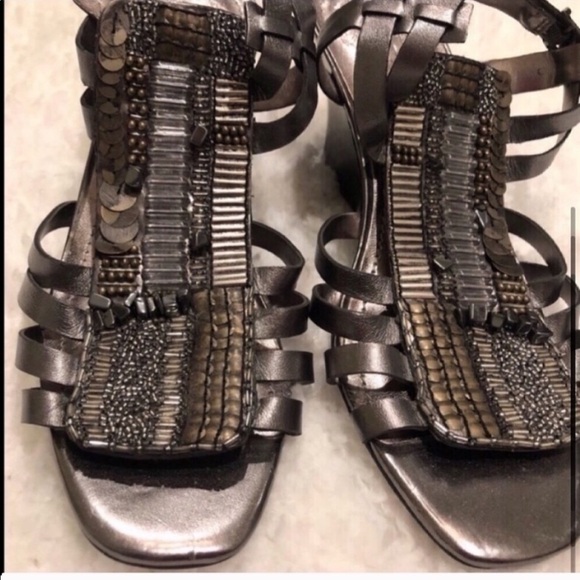 Vince Camuto Brianne pewter metallic strappy gladiator wedge sanda… - Picture 6 of 10